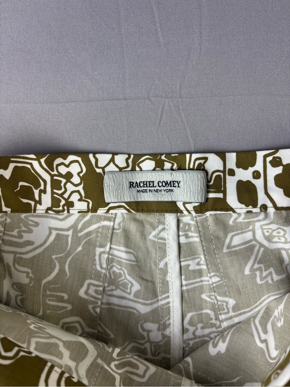 Rachel Comey Kahki Floral Print Shorts 100% Cotton with Size Zipper Size 2 NWOT - Picture 9 of 12